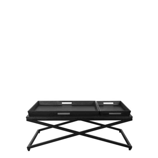CHICAGO COFFEE TABLE BLACK WITH CROSSED METAL FRAME